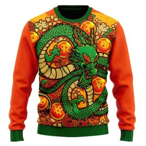 DBZ Eternal Shenron Vibrant Artwork Cool Ugly Xmas Sweater 1