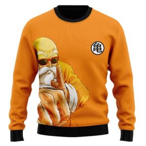 DBZ Master Roshi Punch Turtle Kanji Orange Ugly Sweater 1