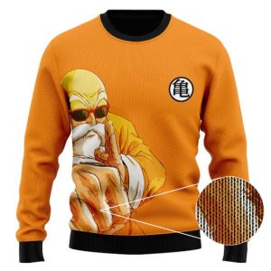 DBZ Master Roshi Punch Turtle Kanji Orange Ugly Sweater 3