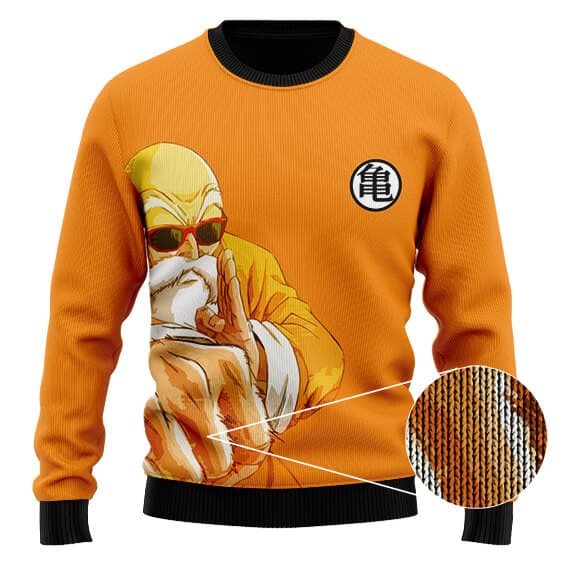 DBZ Master Roshi Punch Turtle Kanji Orange Ugly Sweater