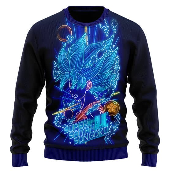 DBZ Super Saiyan Blue Goku Neon Ugly Xmas Sweater