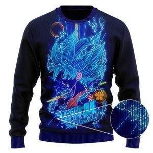 DBZ Super Saiyan Blue Goku Neon Ugly Xmas Sweater 3