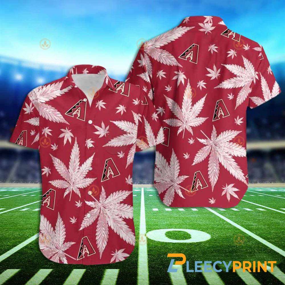 Diamondbacks Hawaiian Shirt, Arizona Diamondbacks Weed Pattern Hawaiian Shirts