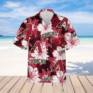 Diamondbacks Hibiscus Pattern Flowers Red MLB Hawaiian Shirt 1 2