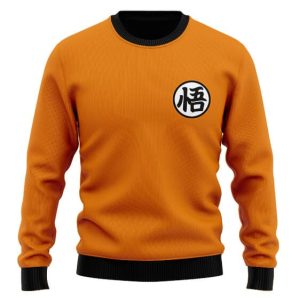 Dragon Ball Z Son Goku Kanji Logo Orange Ugly Sweater 1