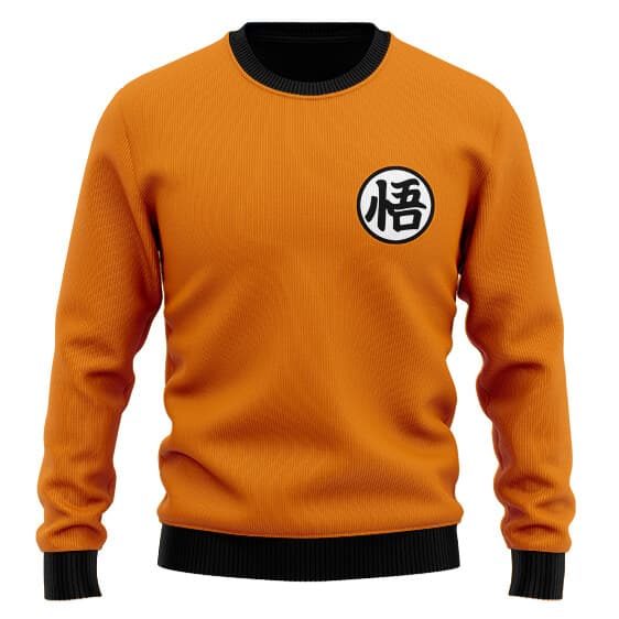 Dragon Ball Z Son Goku Kanji Logo Orange Ugly Sweater