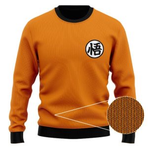 Dragon Ball Z Son Goku Kanji Logo Orange Ugly Sweater 3
