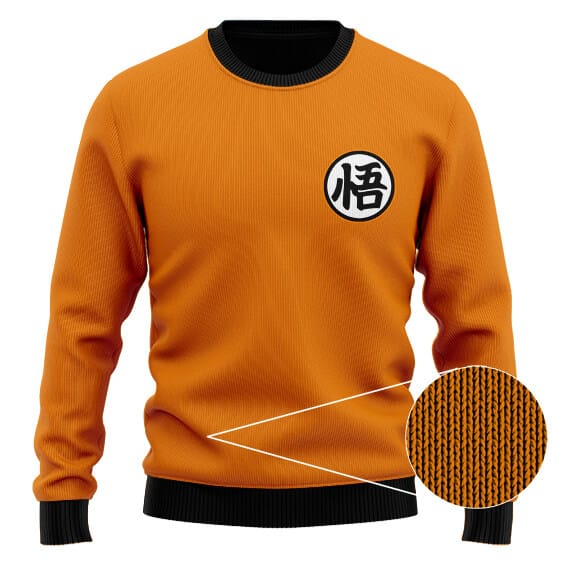 Dragon Ball Z Son Goku Kanji Logo Orange Ugly Sweater