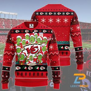 Kansas City Chiefs 12 Grinch Xmas Day NFL Christmas Ugly Sweater 1
