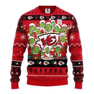 Kansas City Chiefs 12 Grinch Xmas Day NFL Christmas Ugly Sweater 2