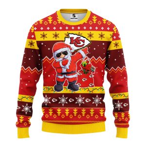 Kansas City Chiefs Dabbing Santa Claus Christmas Ugly Sweater 2