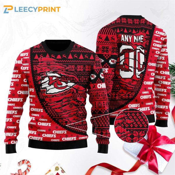 Kansas City Chiefs Football Gift For Fan Red Ugly Wool Sweater Christmas