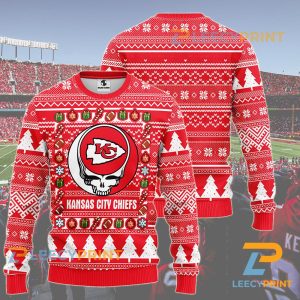 Kansas City Chiefs Grateful Dead Ugly Christmas Fleece Sweater 1