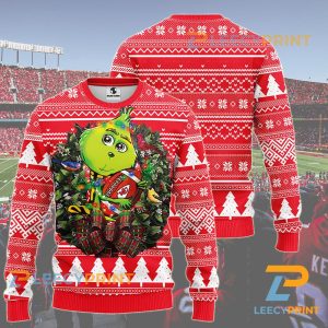 Kansas City Chiefs Grinch Hug NFL Christmas Ugly Sweater 1