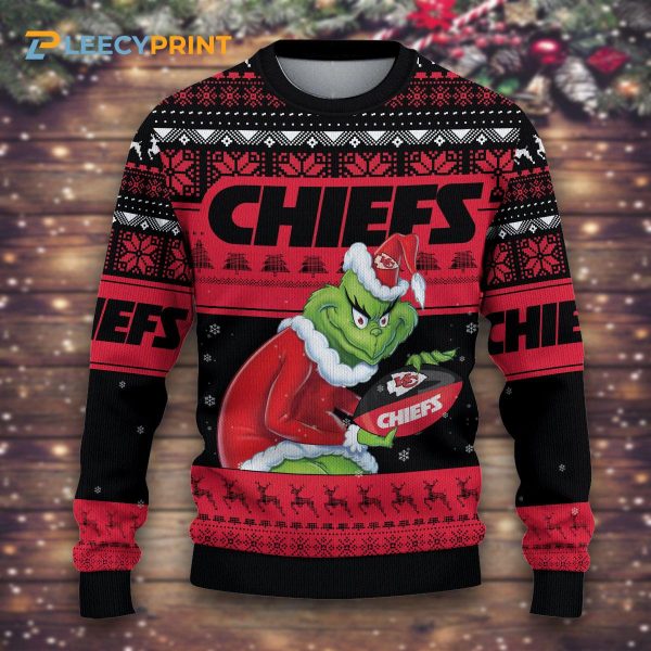 Kansas City Chiefs Grinch Stolen Black Christmas Sweater