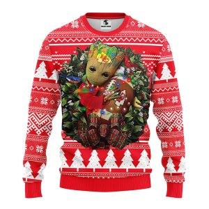 Kansas City Chiefs Groot Hug Christmas NFL Ugly Sweater 2