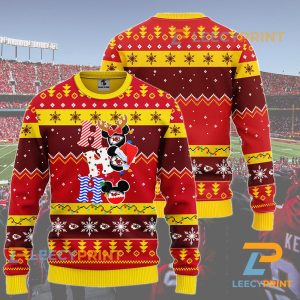 Kansas City Chiefs HoHoHo Mickey NFL Christmas Ugly Sweater 1
