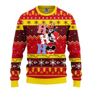 Kansas City Chiefs HoHoHo Mickey NFL Christmas Ugly Sweater 2