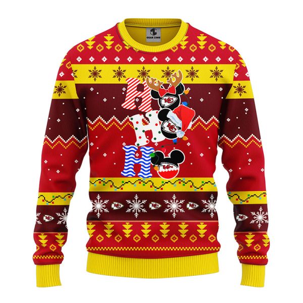 Kansas City Chiefs HoHoHo Mickey NFL Christmas Ugly Sweater