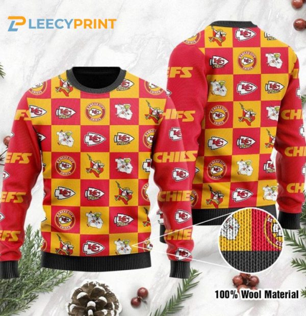 Kansas City Chiefs Logo Checkered Flannel Ugly Sweater – KC Chiefs Ugly Christmas Sweater