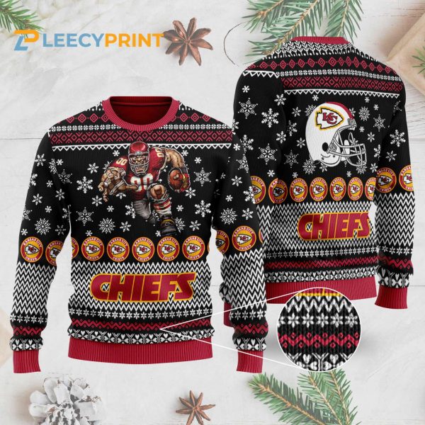 Kansas City Chiefs Mascot Player Black Christmas Sweater