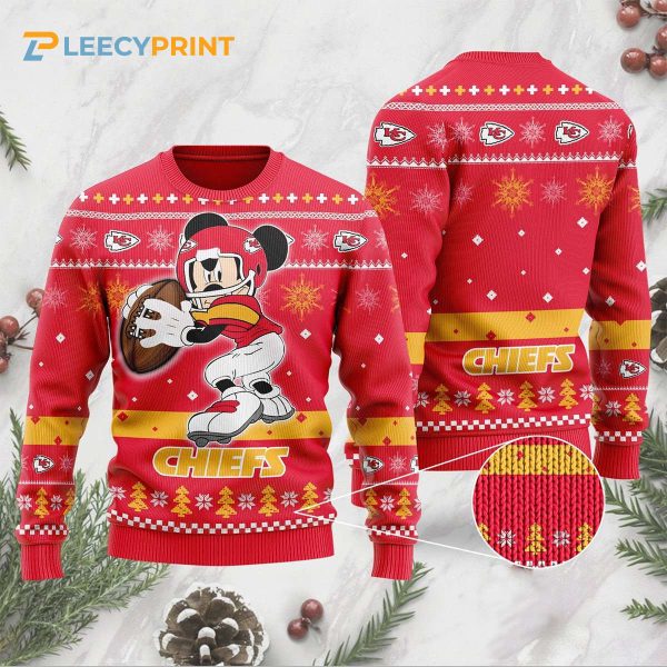 Kansas City Chiefs Mickey Mouse Player Ugly Sweater – KC Chiefs Ugly Christmas Sweater