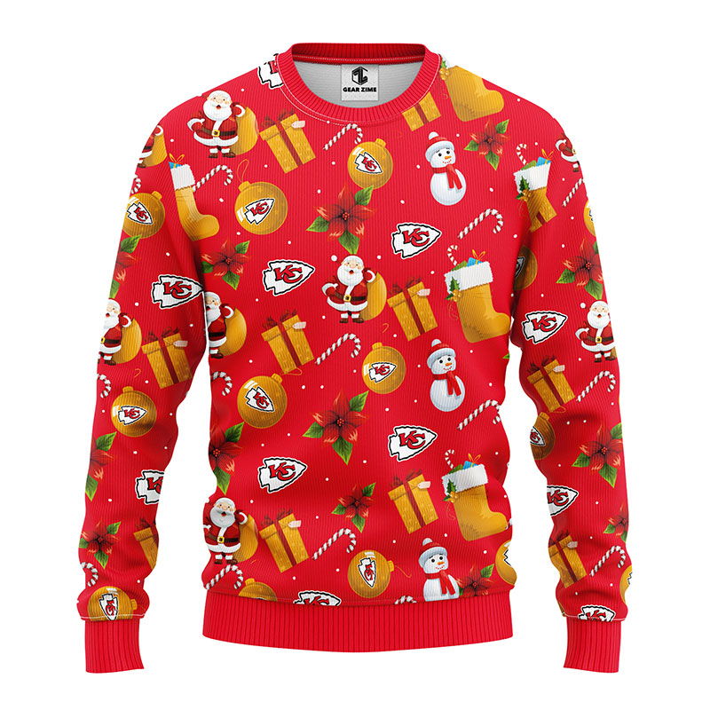Kansas City Chiefs Santa Claus Snowman Christmas Sweater