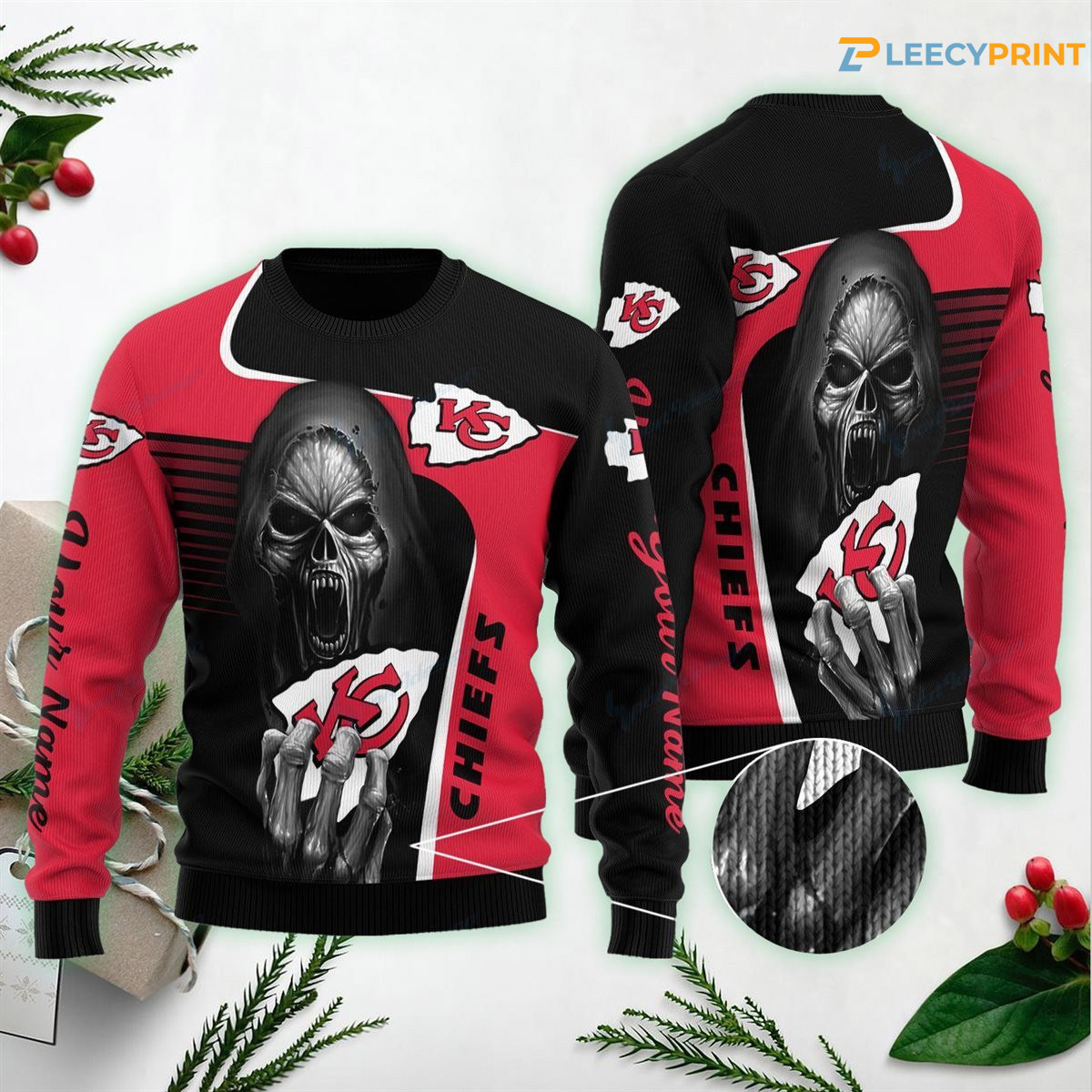 Kansas City Chiefs The Death Skull Gift For Fan Ugly Wool Sweater Christmass