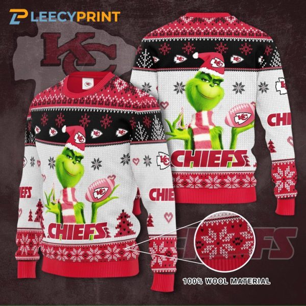 Kansas City Chiefs The Grinch Gift For Fan Ugly Wool Sweater Christmas