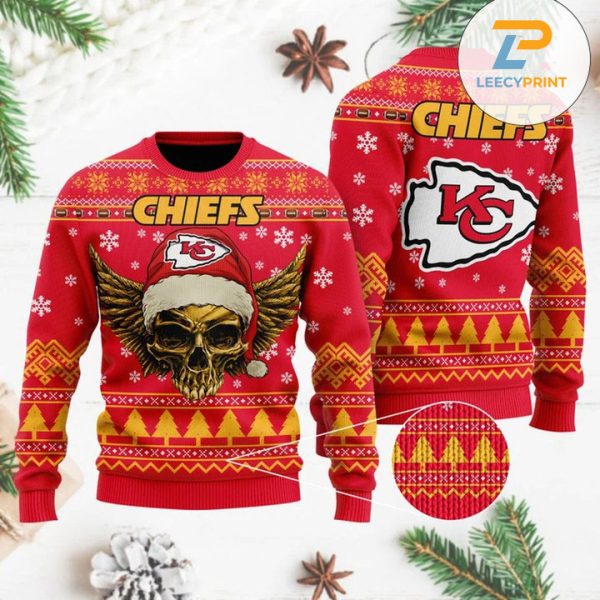 Kansas City Chiefs Wing Skull Wool Sweater Christmas – Chiefs Ugly Sweater