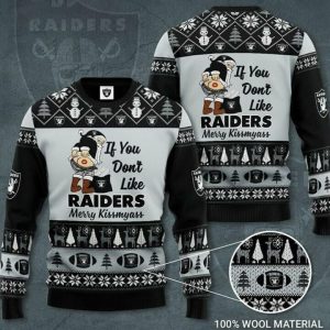 Las Vegas Raiders Black Silver Merry Kissmyass Christmas Sweater