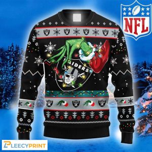 Las Vegas Raiders Grinch Logo Ugly Christmas Sweater For Men And Women