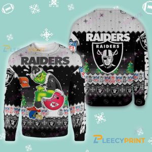 Las Vegas Raiders Grinch Toile Ugly Christmas Sweater