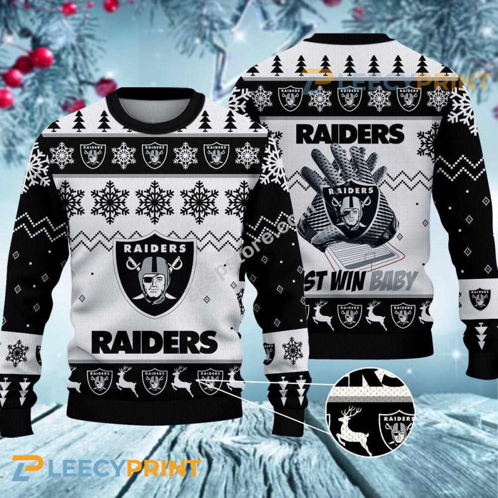 Las Vegas Raiders Logo Football Gloves Christmas Sweater 1 1