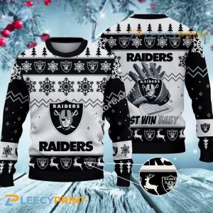 Las Vegas Raiders Logo Football Gloves Christmas Sweater