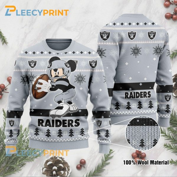 Las Vegas Raiders Mickey Football Player Christmas Sweater