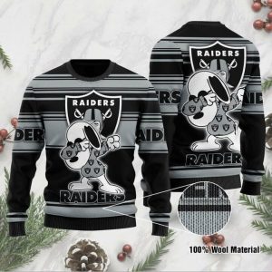 Las Vegas Raiders Snoopy Dab The Peanuts Black Ugly Sweater