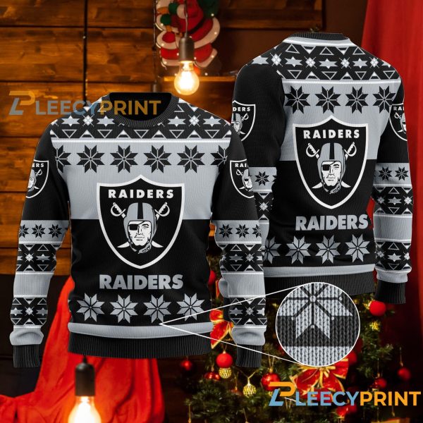 Las Vegas Raiders Snowflakes Pattern Ugly Christmas Sweater