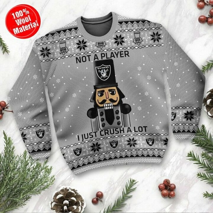 Las Vegas Raiders Ugly Christmas Sweater - Raiders I Just Crush A Lot Christmas Sweater