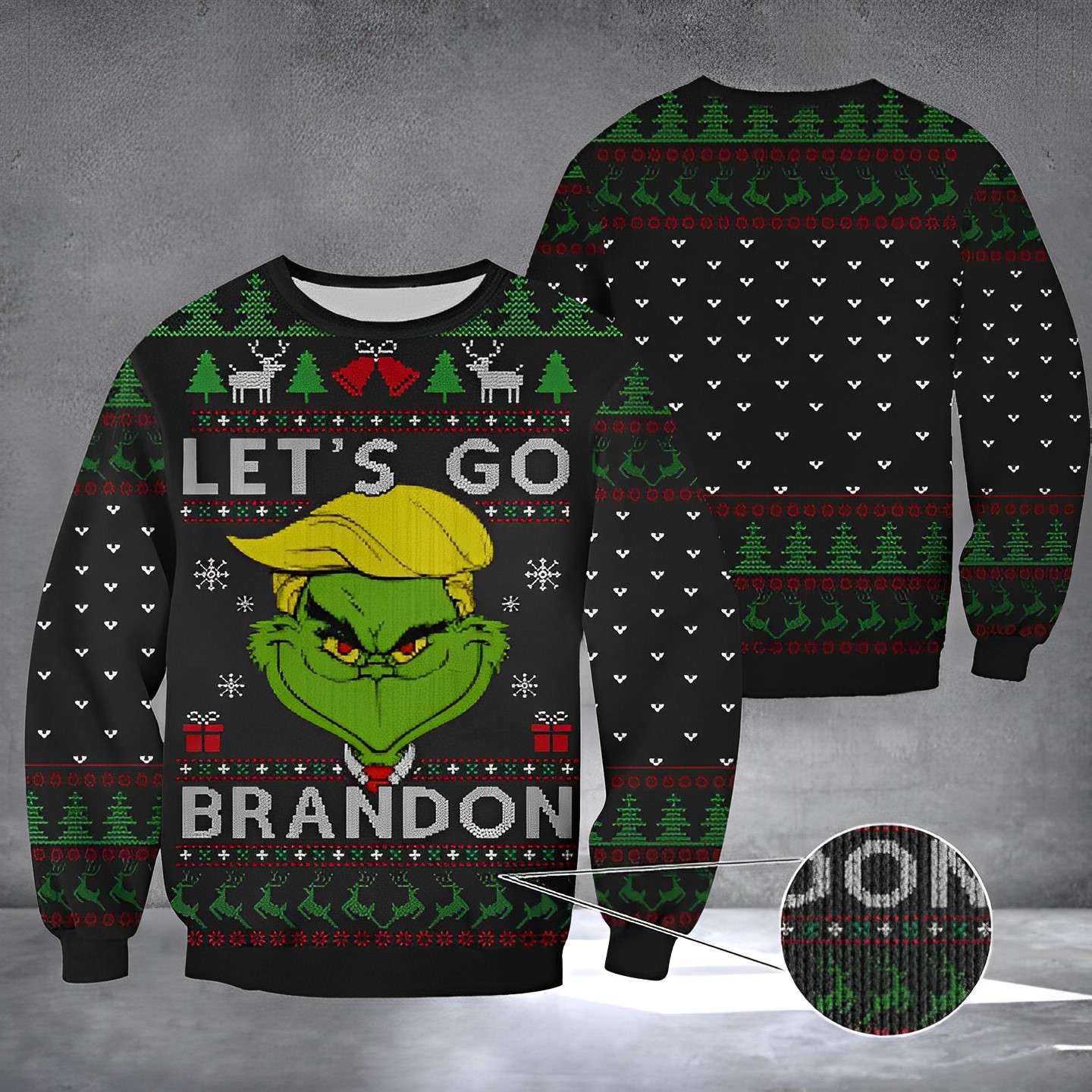 Let's Go Brandon Ugly Christmas Sweater FJB Funny Trump Clothing Trump 2024