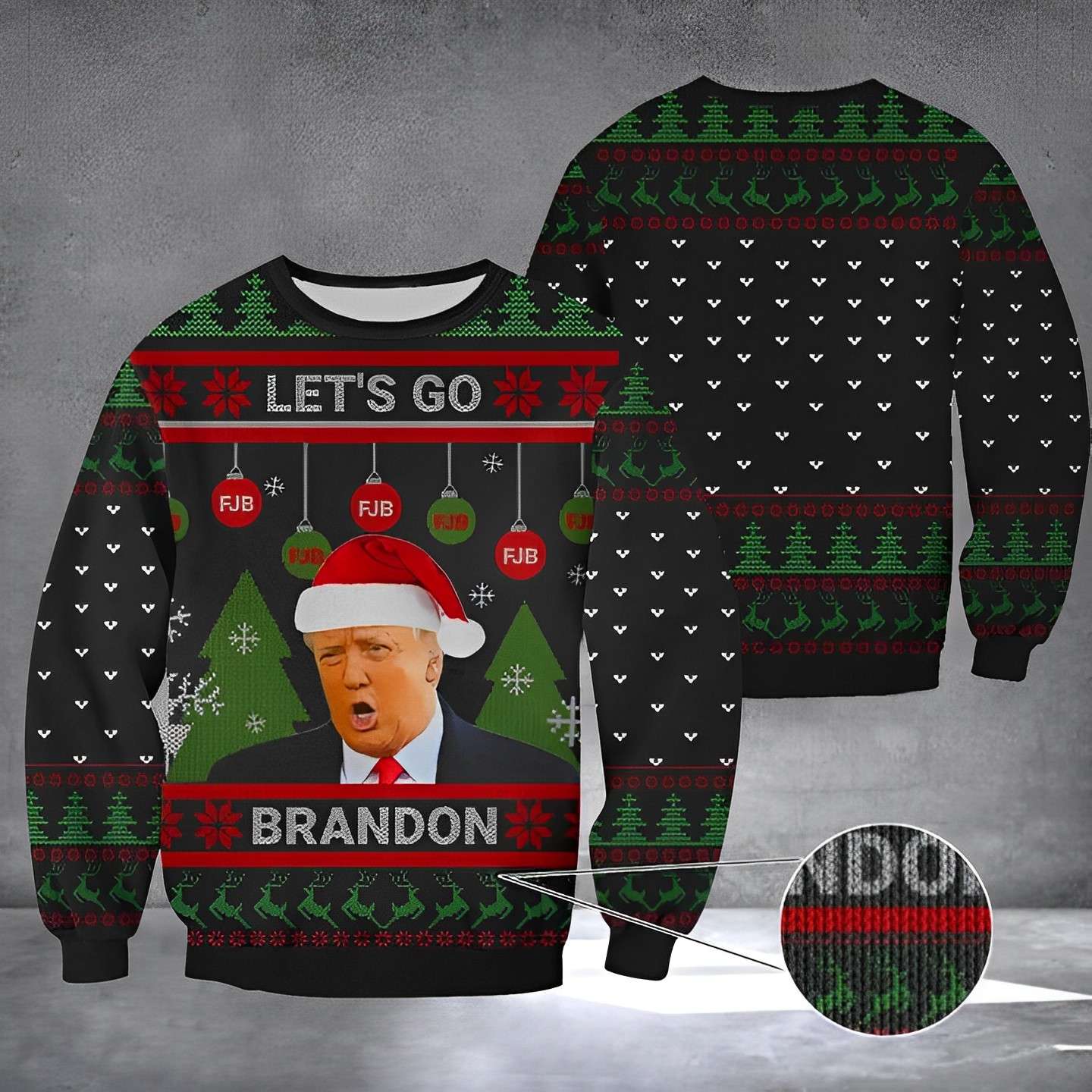Let's Go Brandon Ugly Christmas Sweater FJB Sweater Trump 2024