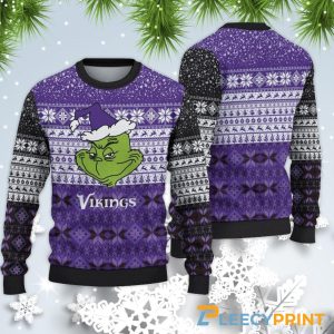 Minnesota Vikings Christmas Grinch Sweater For Fans