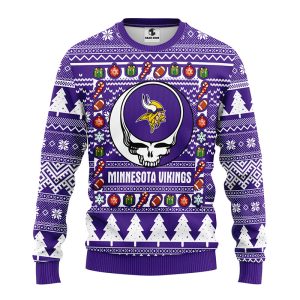 Minnesota Vikings Grateful Dead NFL Ugly Fleece Sweater 2