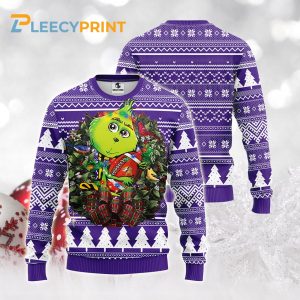 Minnesota Vikings Grinch Hug Christmas Football NFL Wreath Ugly Sweater 1