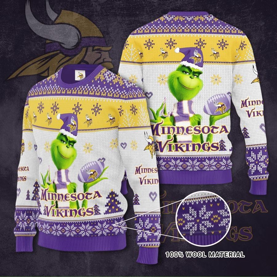 Minnesota Vikings Grinch NFL Football Fan Christmas Sweater