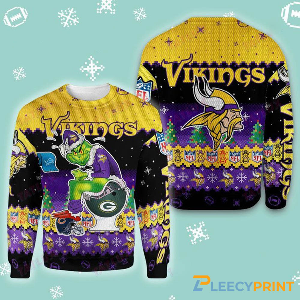 Minnesota Vikings Grinch Toilet Ugly Christmas Sweater