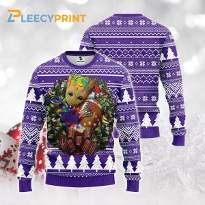 Minnesota Vikings Groot Hug Christmas Light NFL Ugly Sweater 1