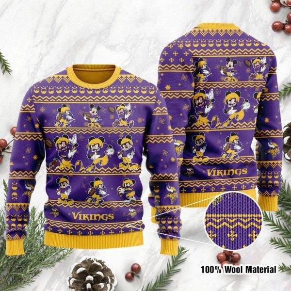 Minnesota Vikings Mickey Mouse Player Disney Ugly Sweater Christmas