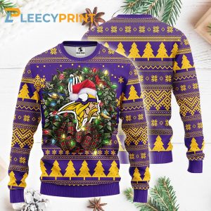Minnesota Vikings Wreath Christmas Pattern Ugly Sweater 1
