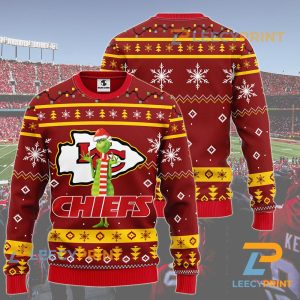 NFL Kansas City Chiefs Funny Grinch Christmas Ugly Sweater 1